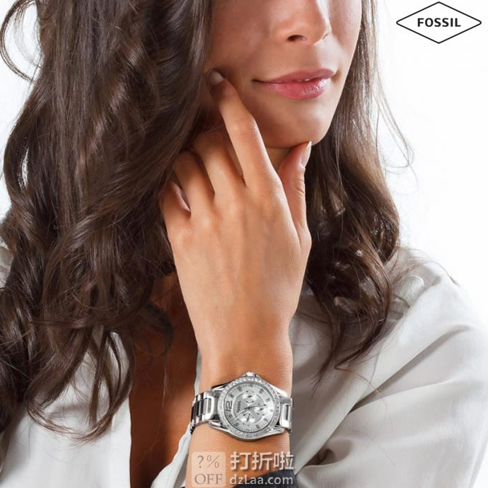 金盒特价 Fossil 化石 Riley ES3202 施华洛世奇水晶 女式腕表 4.3折.99史低 海淘关税补贴到手约￥466