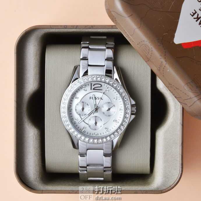 金盒特价 Fossil 化石 Riley ES3202 施华洛世奇水晶 女式腕表 4.3折.99史低 海淘关税补贴到手约￥466