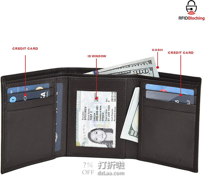 金盒特价 ESTALON 防RFID信息窃取 男式三折钱包礼盒装 .64 海淘转运到手约￥60