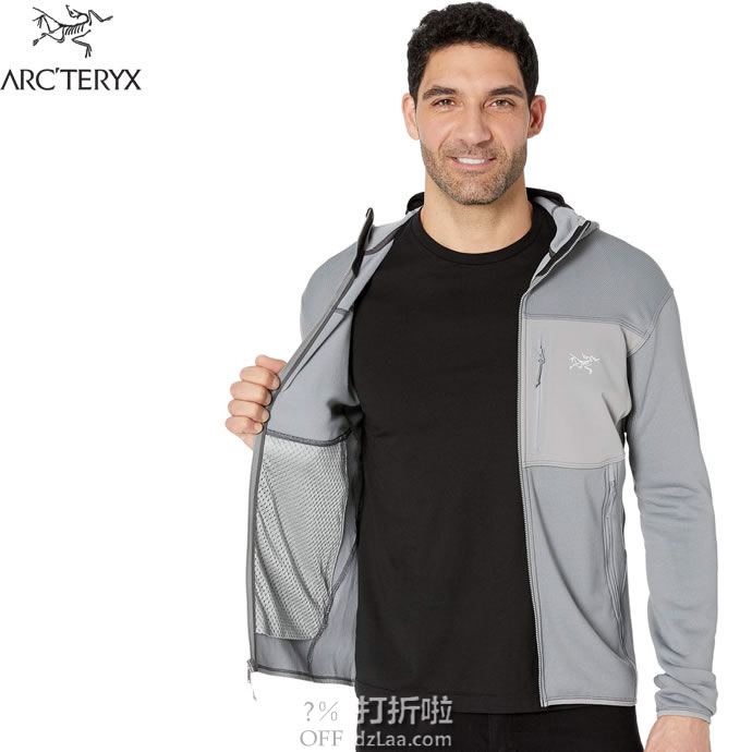 限尺码 Arc'teryx 始祖鸟 Fortrez 户外男式连帽抓绒夹克 优惠码折后.29 海淘转运到手约￥678 国内￥2598