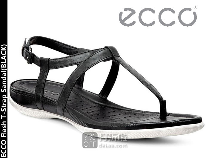 16年新款 ECCO 爱步 Flash闪耀系列 T-Strap 女式凉鞋  海淘转运到手约￥384