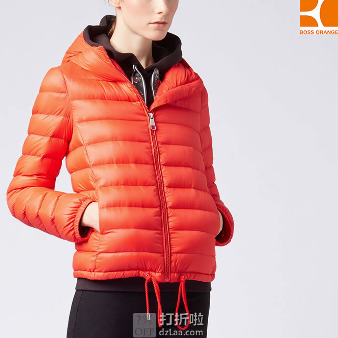 HUGO BOSS Orange 雨果博斯 橙标 Ofave 轻量女式连帽羽绒服 L码￥938 中亚Prime会员免运费直邮到手约￥1035