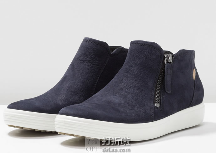 ECCO 爱步 SOFT 7 柔酷7号 侧拉链 女式休闲鞋 35码2.7折.43 淘转运到手约￥411 中亚Prime会员免运费直邮到手约￥371