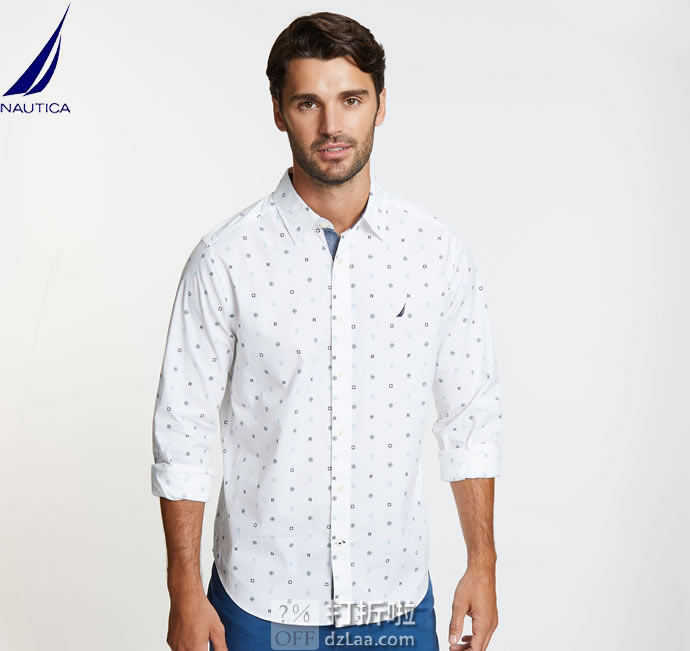 Nautica 诺帝卡 男式长袖休闲衬衫 2.8折.01 海淘转运到手约¥148 中亚Prime会员可凑单免运费直邮到手约¥173