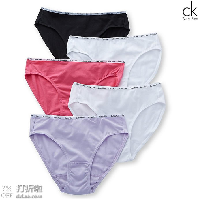 限尺码 Calvin Klein 卡尔文克莱因 CK 弹力棉 女式三角内裤*5条装 M码4.1折.99 海淘转运到手约￥153 中亚Prime会员凑单免运费直邮到手约￥155