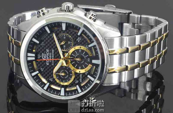 金盒特价 Casio 卡西欧 Edifice系列 EFR-537SG-1AVCF 男式计时腕表 3.3折.99史低 海淘转运关税补贴到手约¥678