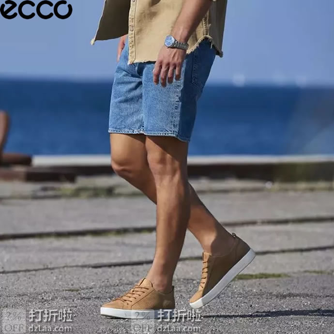 ECCO 爱步 SOFT 8 柔酷8号 打孔版 男式休闲板鞋 3.1折.99起 海淘转运到手约¥486