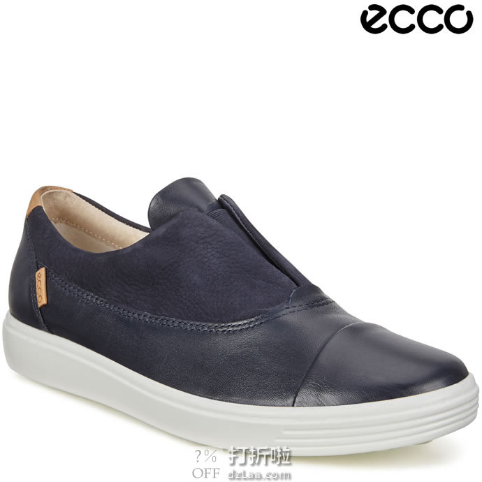 ECCO 爱步 Soft 7 柔酷7号 磨砂皮牛皮拼接 一脚套女式休闲鞋 35码3.2折.42 海淘转运到手约￥424 中亚Prime会员免运费直邮到手约￥372