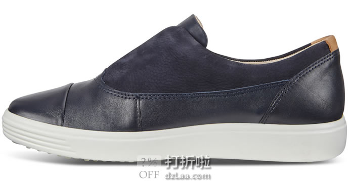 ECCO 爱步 Soft 7 柔酷7号 磨砂皮牛皮拼接 一脚套女式休闲鞋 35码3.2折.42 海淘转运到手约￥424 中亚Prime会员免运费直邮到手约￥372