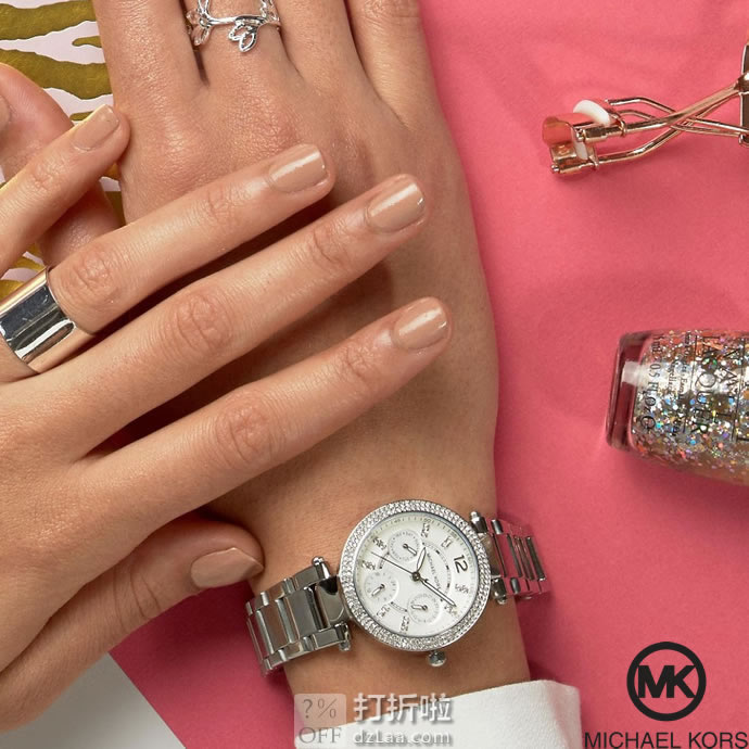 Michael Kors 迈克·科尔斯 Mini Parker 三眼 女式水晶手表 MK5615 2.4折.26史低 海淘关税补贴转运到手约¥586 国内¥2590