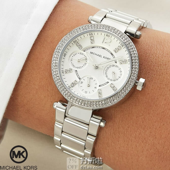 Michael Kors 迈克·科尔斯 Mini Parker 三眼 女式水晶手表 MK5615 2.4折.26史低 海淘关税补贴转运到手约¥586 国内¥2590