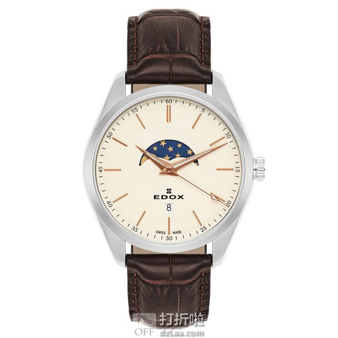 Edox 依度 Les Vauberts系列 79018-3-BEIR 带月相 男式石英表 2.4折9.99 海淘转运关税补贴到手约¥1311