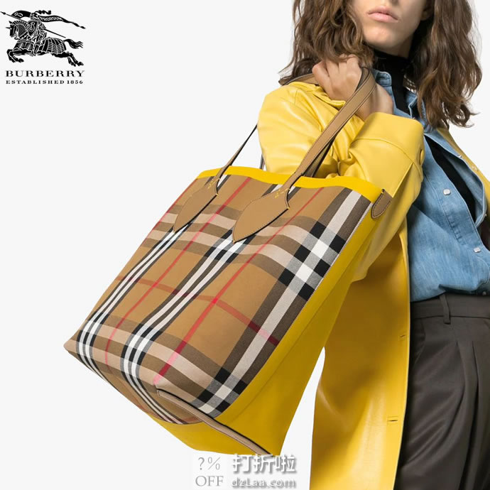 意大利产 BURBERRY 巴宝莉 博柏利 双面两用 格纹吉安特大号手提包 80065851 双重优惠折后￥4973