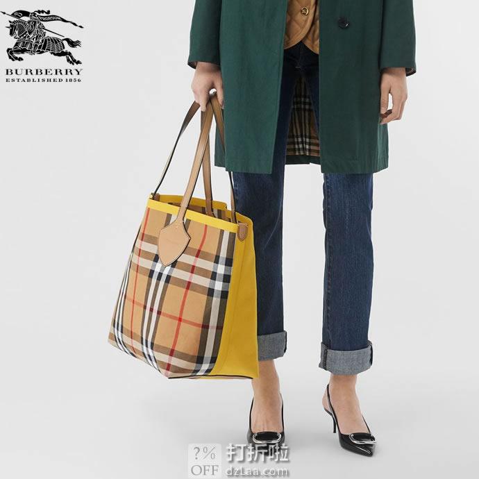 意大利产 BURBERRY 巴宝莉 博柏利 双面两用 格纹吉安特大号手提包 80065851 双重优惠折后￥4973