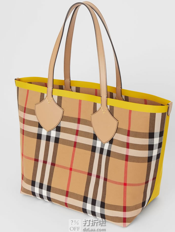 意大利产 BURBERRY 巴宝莉 博柏利 双面两用 格纹吉安特大号手提包 80065851 双重优惠折后￥4973