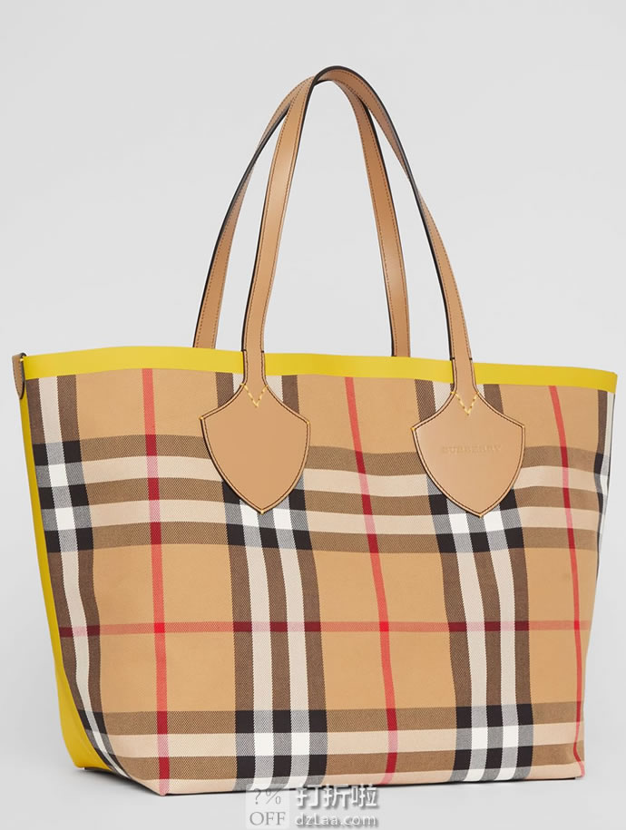 意大利产 BURBERRY 巴宝莉 博柏利 双面两用 格纹吉安特大号手提包 80065851 双重优惠折后￥4973