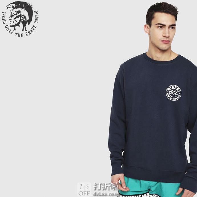 Diesel 迪赛 Bmowt-justiny-b-o 男式长袖T恤 XL码3.4折.95 海淘转运到手约￥234 中亚Prime会员免运费直邮到手约￥323