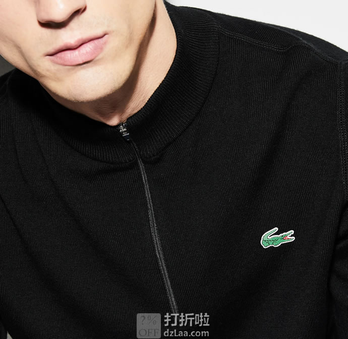 Lacoste 法国鳄鱼 纯羊毛 1/4拉链 男式毛衣 M码2.8折.41 海淘转运到手约￥405