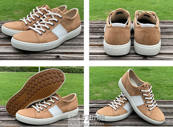 ECCO 爱步 Soft 7 柔酷7号 拼色款 男式系带板鞋 休闲鞋 40码3折.88 海淘转运到手约¥428