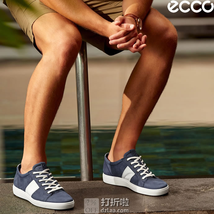 ECCO 爱步 Soft 7 柔酷7号 拼色款 男式系带板鞋 休闲鞋 40码3折.88 海淘转运到手约￥428