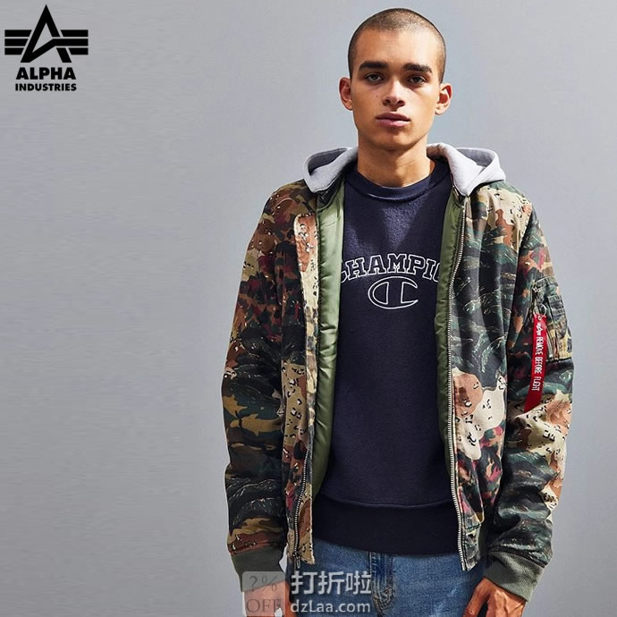 Alpha Industries 阿尔法军工 MA-1 迷彩款 男式飞行夹克 XS码3折.96 海淘转运到手约￥479