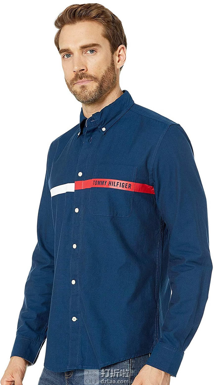 Tommy Hilfiger 汤美费格 磁扣 男式长袖衬衫 3.5折.99 海淘转运到手约￥212