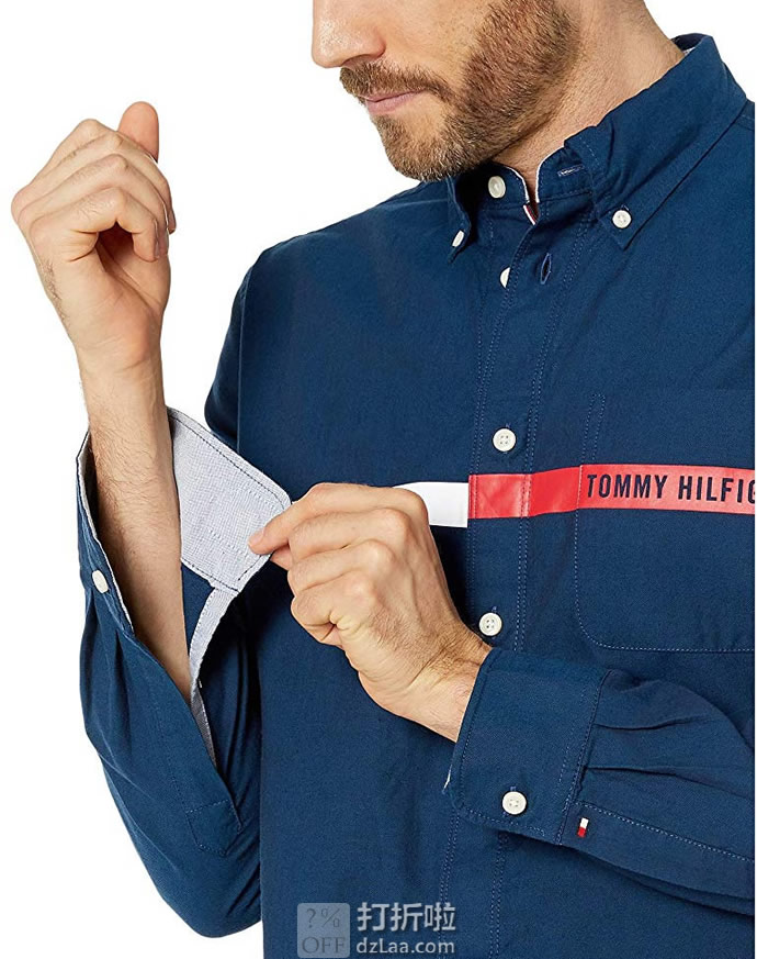 Tommy Hilfiger 汤美费格 磁扣 男式长袖衬衫 3.5折.99 海淘转运到手约￥212
