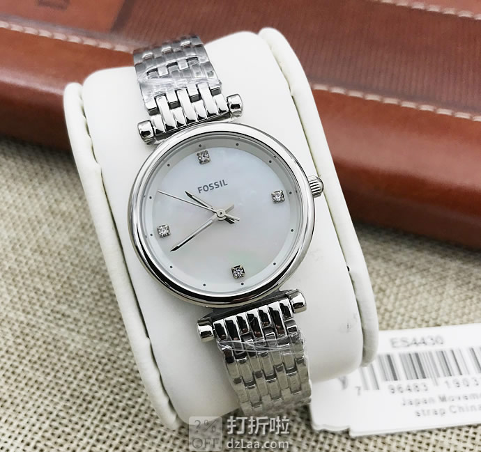 Fossil 化石 Mini Carlie系列 简约贝母纤薄镶水钻 女式石英手表 ES4430 5.1折.29 海淘转运关税补贴到手约¥501 天猫¥790