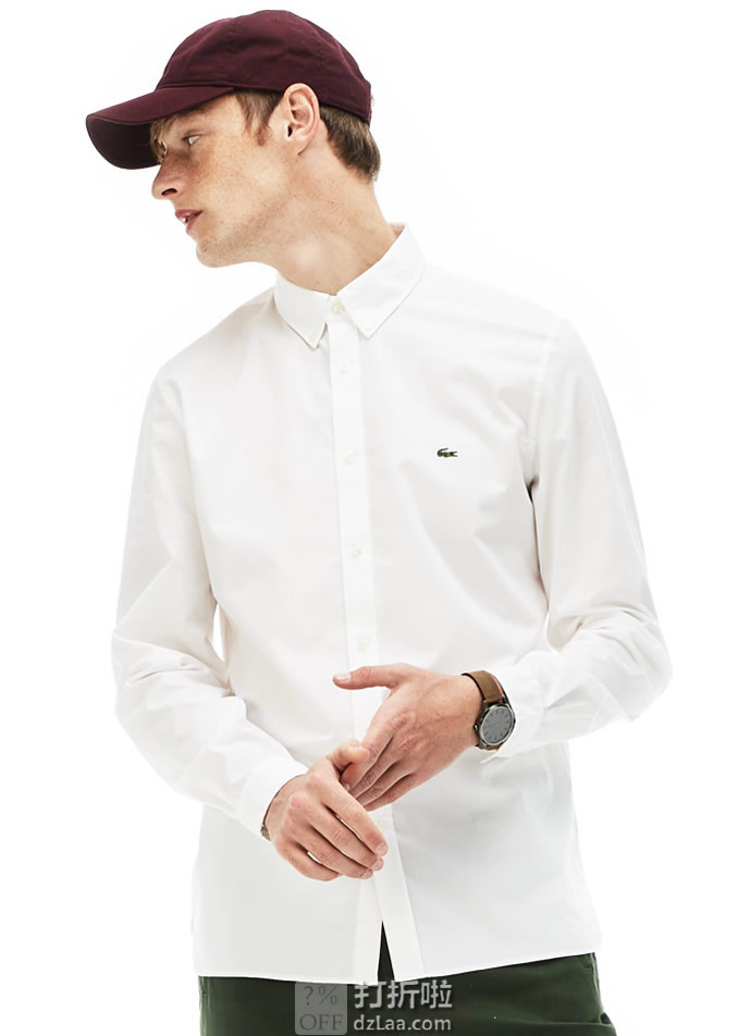 LACOSTE 法国鳄鱼 修身款 弹力棉 男式长袖衬衫 5折.99 海淘转运到手约￥359