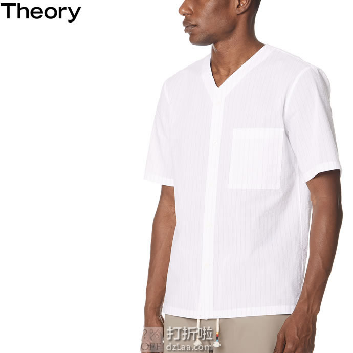 Theory Olie Seersucker 男式短袖休闲衬衫 S码2.2折.5 海淘转运到手约¥283