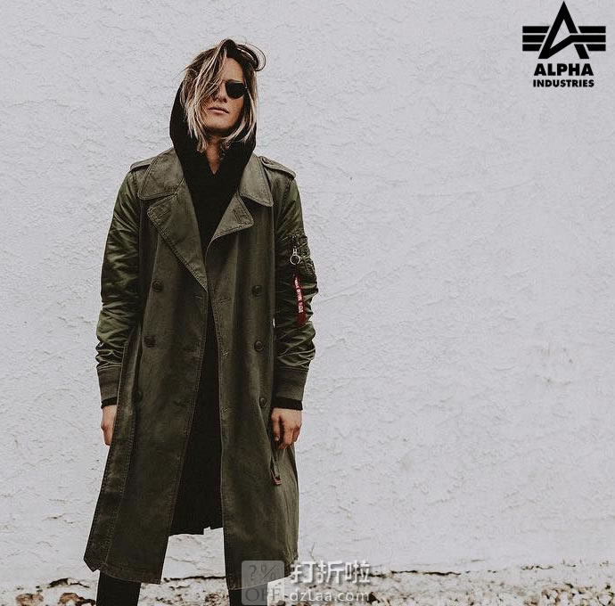 Alpha Industries 阿尔法军工 Mackinaw 男式长款风衣外套 XS码2.3折.71 海淘转运到手约¥455