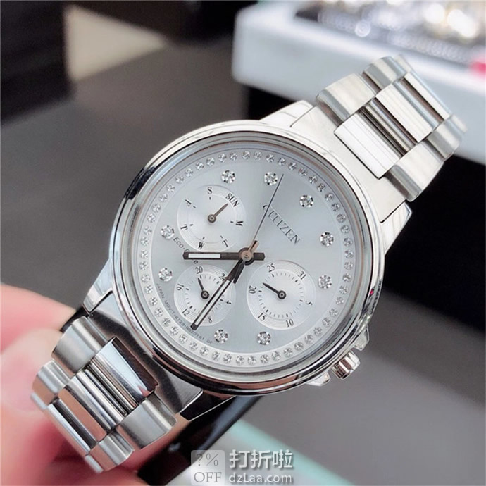 Citizen 西铁城 FD2040-57A 施华洛世奇水晶 三眼女式光动能手表 4.2折7.98 海淘转运关税补贴到手约¥1155