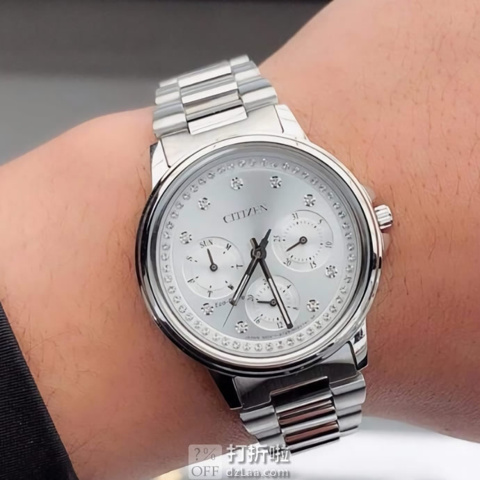 Citizen 西铁城 FD2040-57A 施华洛世奇水晶 三眼女式光动能手表 4.2折7.98 海淘转运关税补贴到手约¥1155