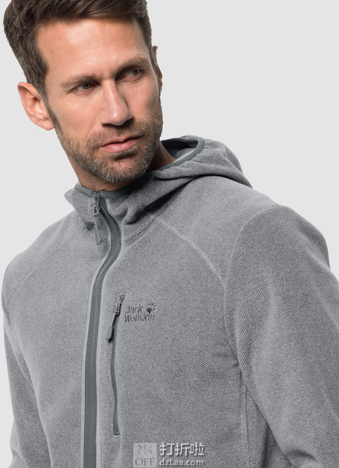 Jack Wolfskin 狼爪 Skywind 男式连帽抓绒夹克 S码3折.23 海淘转运到手约￥256
