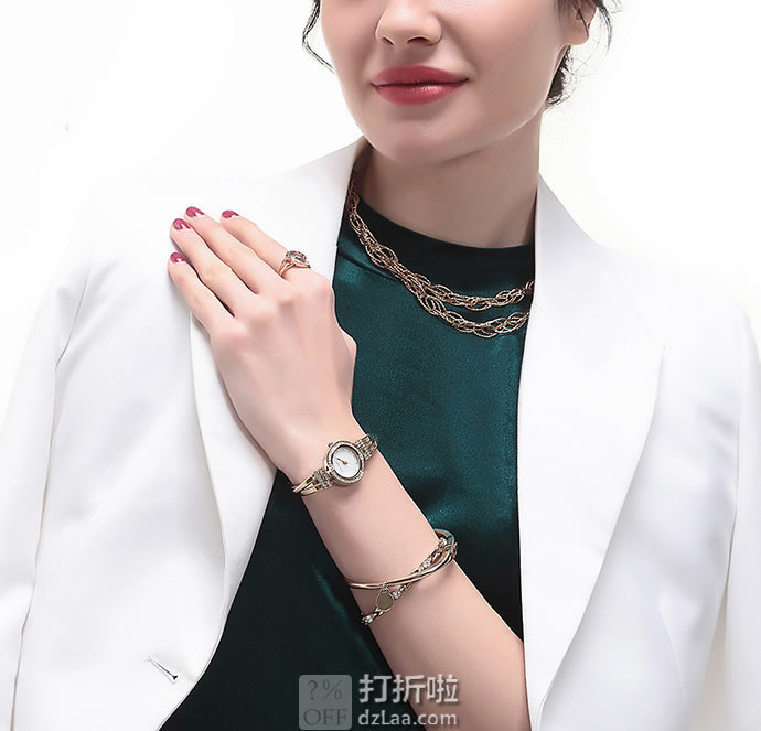 金盒特价 Anne Klein 安妮克莱恩 AK 施华洛世奇水晶 女式手表手链套装 AK/1868GBST 3.3折.99 海淘转运关税补贴到手约￥477