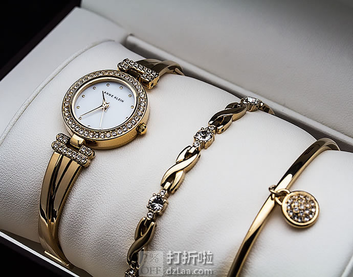 金盒特价 Anne Klein 安妮克莱恩 AK 施华洛世奇水晶 女式手表手链套装 AK/1868GBST 3.3折.99 海淘转运关税补贴到手约￥477
