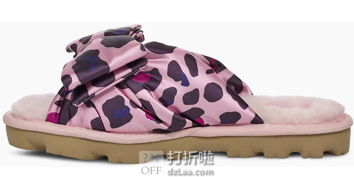 UGG Lushette Leopard Puffer 缎面蝴蝶结 女式拖鞋 36码2.7折.14 海淘转运到手约¥227