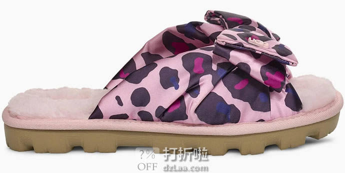 UGG Lushette Leopard Puffer 缎面蝴蝶结 女式拖鞋 36码2.7折.14 海淘转运到手约¥227