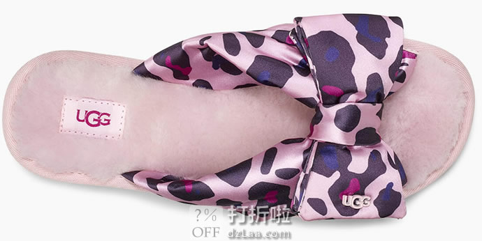 UGG Lushette Leopard Puffer 缎面蝴蝶结 女式拖鞋 36码2.7折.14 海淘转运到手约¥227