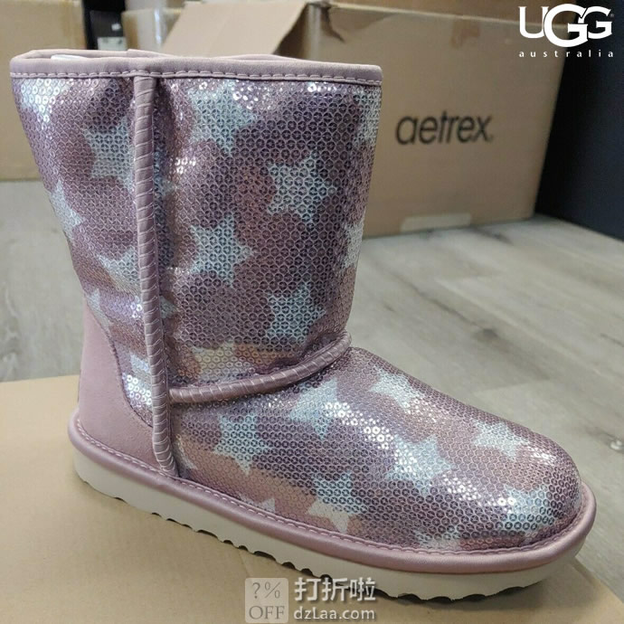 限尺码 UGG SHORT II SEQUIN STAR 时尚亮片 儿童雪地靴 3.8折.47 海淘转运到手约￥410