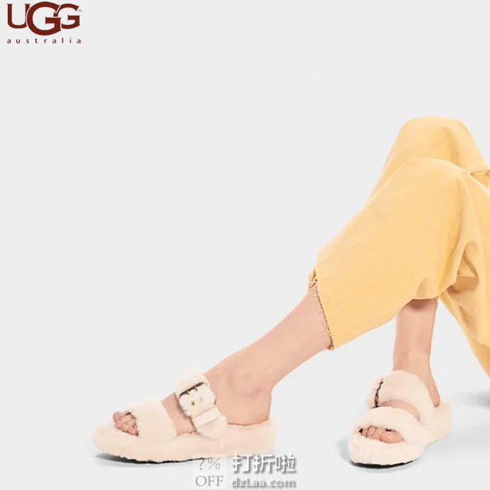 UGG Fuzz Yeah 毛茸可调节搭扣 女式凉拖鞋 36码6.1折.69 海淘转运到手约￥519 天猫￥864