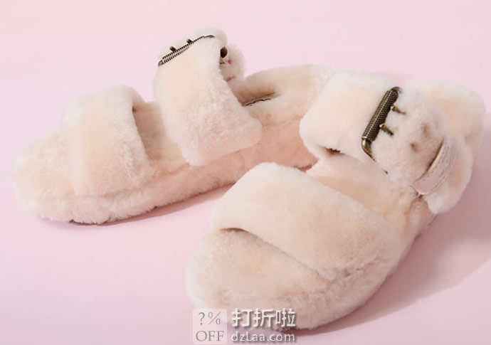 UGG Fuzz Yeah 毛茸可调节搭扣 女式凉拖鞋 36码6.1折.69 海淘转运到手约￥519 天猫￥864