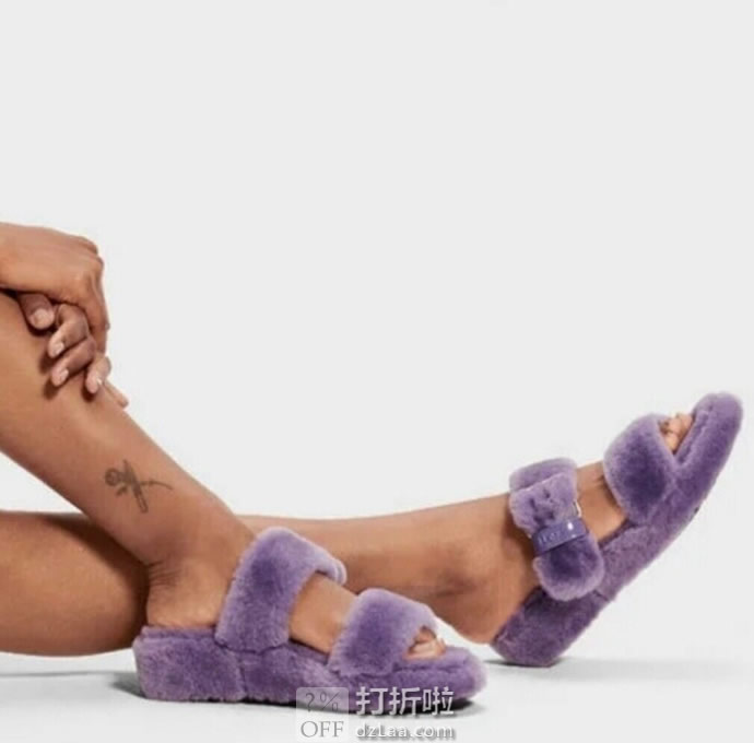 UGG Fuzz Yeah 毛茸可调节搭扣 女式凉拖鞋 36码6.1折.42 海淘转运到手约¥354 天猫¥760