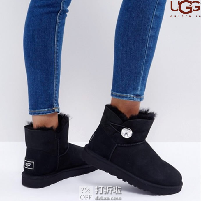 UGG Mini Bailey Button Poppy 迷你贝莉纽扣 施华洛世奇水晶款 女式雪地靴 5折.99 海淘转运到手约￥744