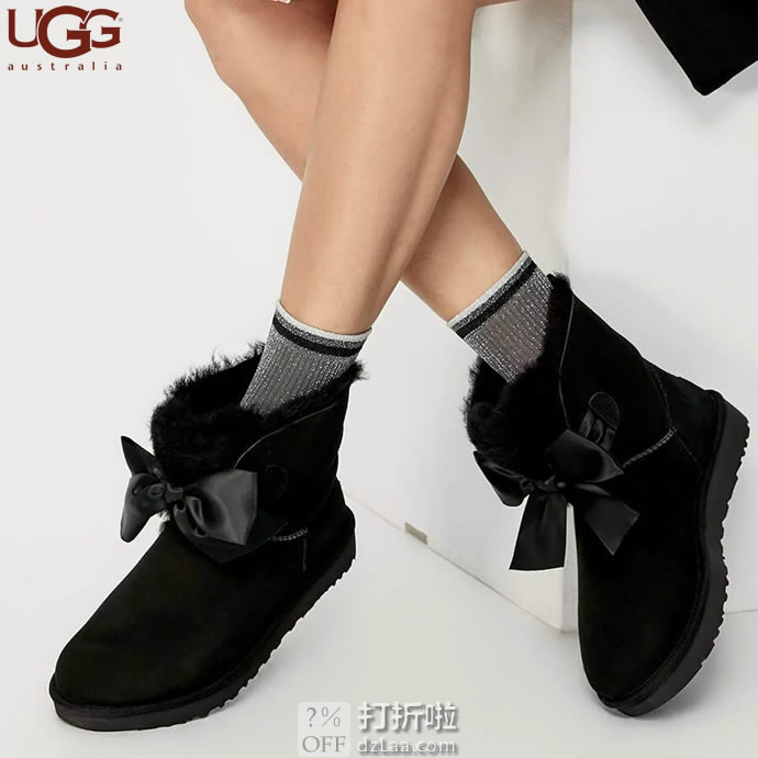 UGG Gita Bow Mini 吉塔 经典新奇系列 蝴蝶结迷你短靴 女式雪地靴 1098360 36码4.5折.48海淘转运到手约¥663