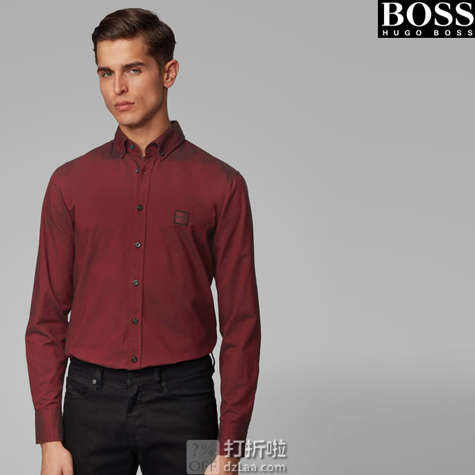 Hugo Boss 雨果博斯 Mabsoot 牛津纺 修身款 男式衬衫 M码3.5折.33 海淘转运到手约¥342
