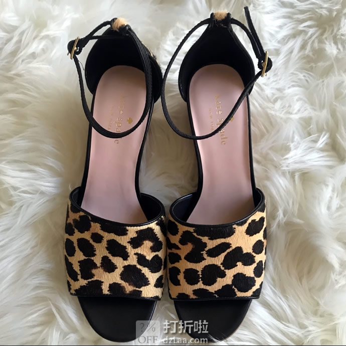 kate spade 凯特·丝蓓 Lonnie 豹纹坡跟女式凉鞋 36码3折.63 海淘转运到手约￥506