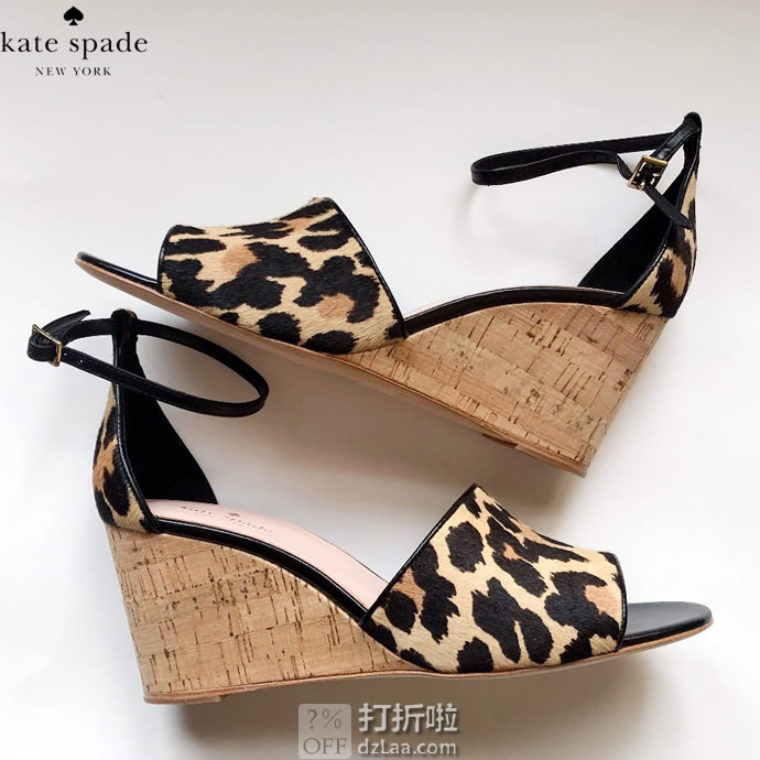 kate spade 凯特·丝蓓 Lonnie 豹纹坡跟女式凉鞋 36码3折.63 海淘转运到手约￥506