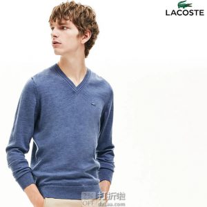 Lacoste 法国鳄鱼 纯羊毛 男式V领毛衣 S码3.4折$50.95 海淘转运到手约￥406