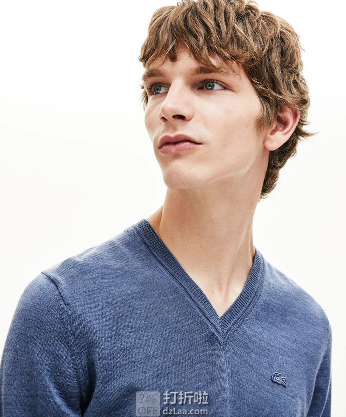 Lacoste 法国鳄鱼 纯羊毛 男式V领毛衣 S码3.4折.95 海淘转运到手约￥406